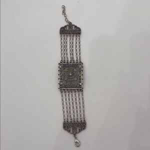 Avon Silver Bracelet with Green Accents